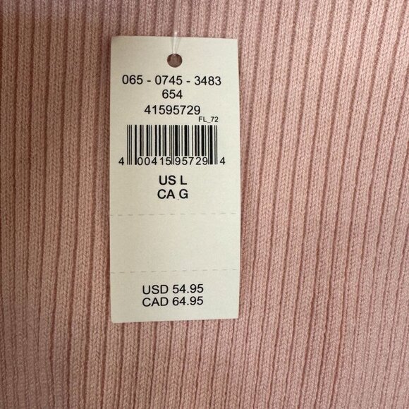 Aerie AE Pink Ribbed Knit Rosette V Neck Long Sleeve Ruche Tie Crop Sweater - Picture 11 of 17